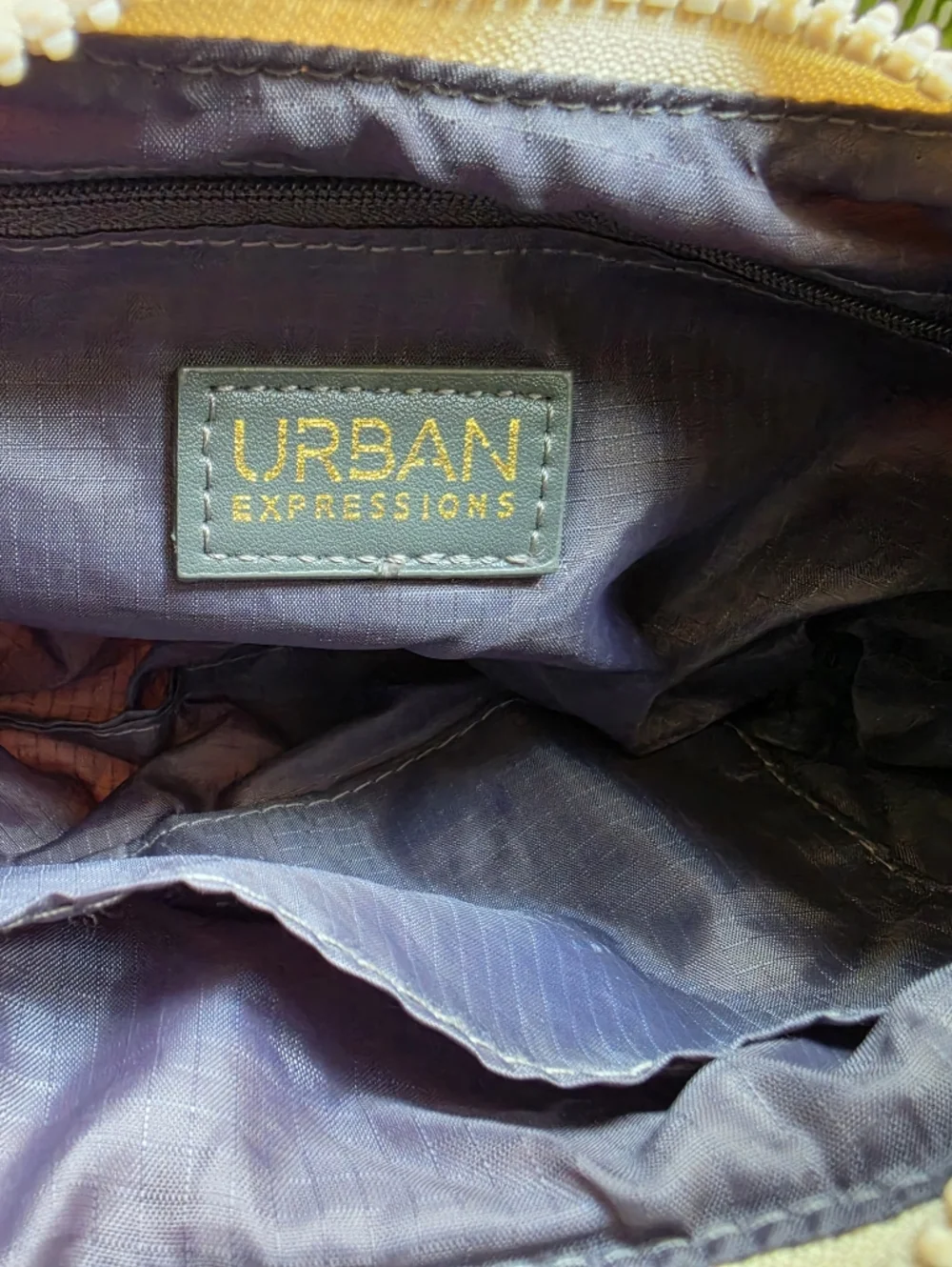 Urban Expressions Small Nylon Quilted Crescent Hobo - Cream - Picture 6 of 12